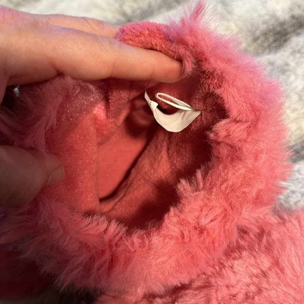 Pink fuzzy booty slippers